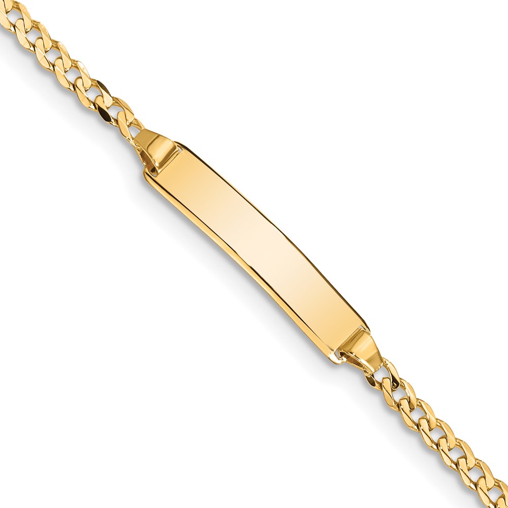 CUR070ID-7-3.jpg 14k Polished Solid Chain/Solid Plate Curb Link 20x4.8mm Plate 7 inch ID Bracelet - Image 1