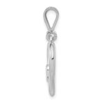 14k White Gold Solid Satin and Polished Fancy 3-D Heart Pendant - Image 2
