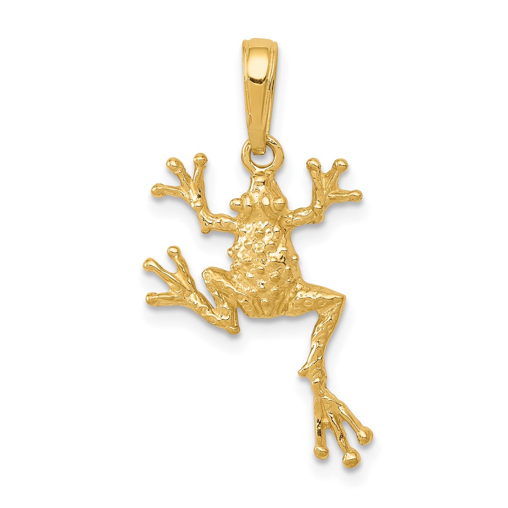 D1412.jpg 14k Solid Polished Open-Backed Frog Pendant - Image 1
