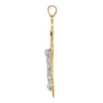 14K Two-tone INRI Fleur de Lis Crucifix Pendant - Image 2
