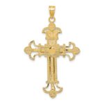 14K Two-tone INRI Fleur de Lis Crucifix Pendant - Image 4