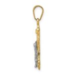 14K Two-tone INRI Fleur de Lis Crucifix Charm - Image 2