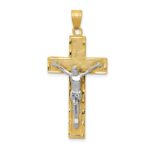 14K Two-tone Diamond-cut Crucifix Pendant