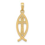 14k Cross Ichthus Fish Pendant