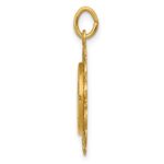 14k Polished and Satin Solid Our Lady of Sorrows Medal Scalloped Edge Round Pendant - Image 2