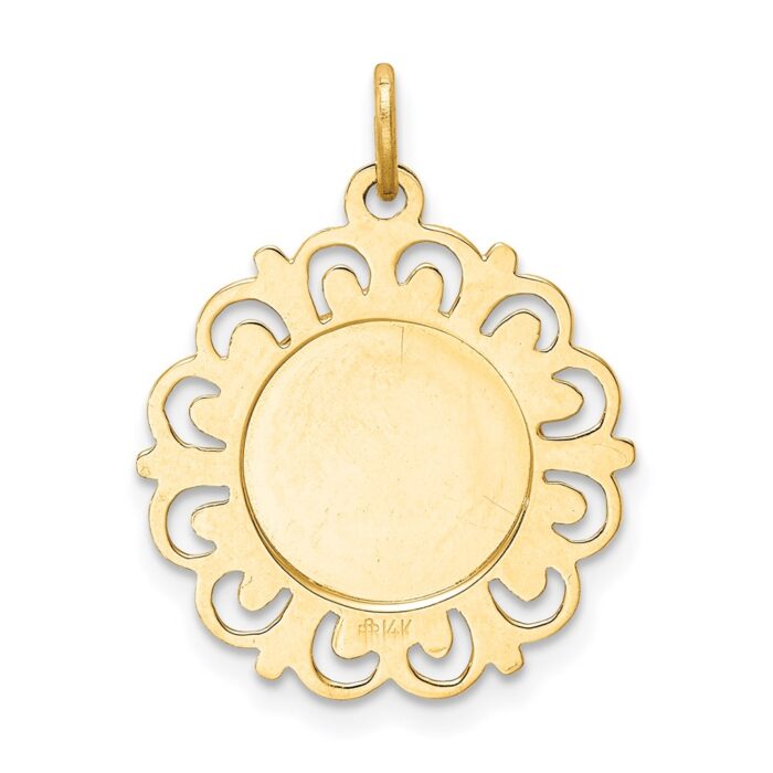 14k Polished and Satin Solid Our Lady of Sorrows Medal Scalloped Edge ...
