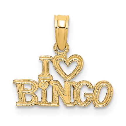 14K Polished/Textured I HEART BINGO Charm
