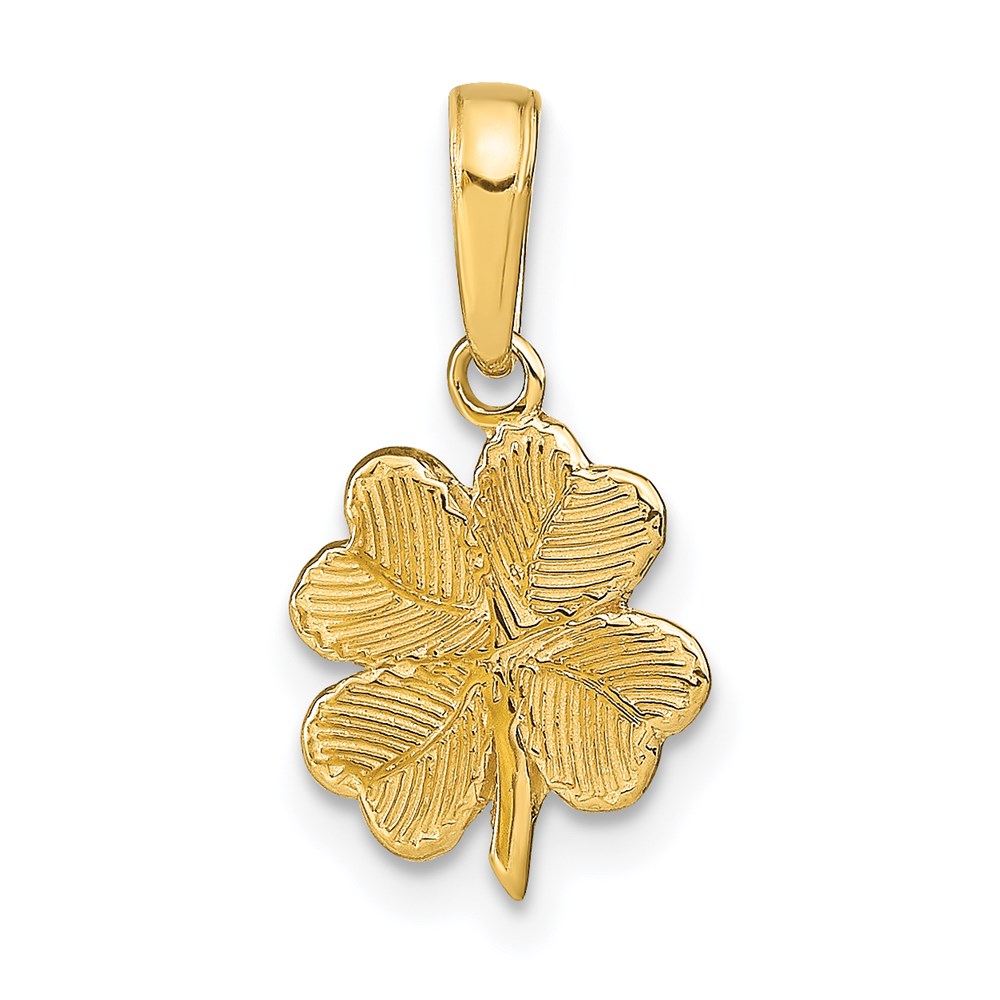 D4371.jpg 14k Polished and Textured 4-Leaf Clover Pendant - Image 1