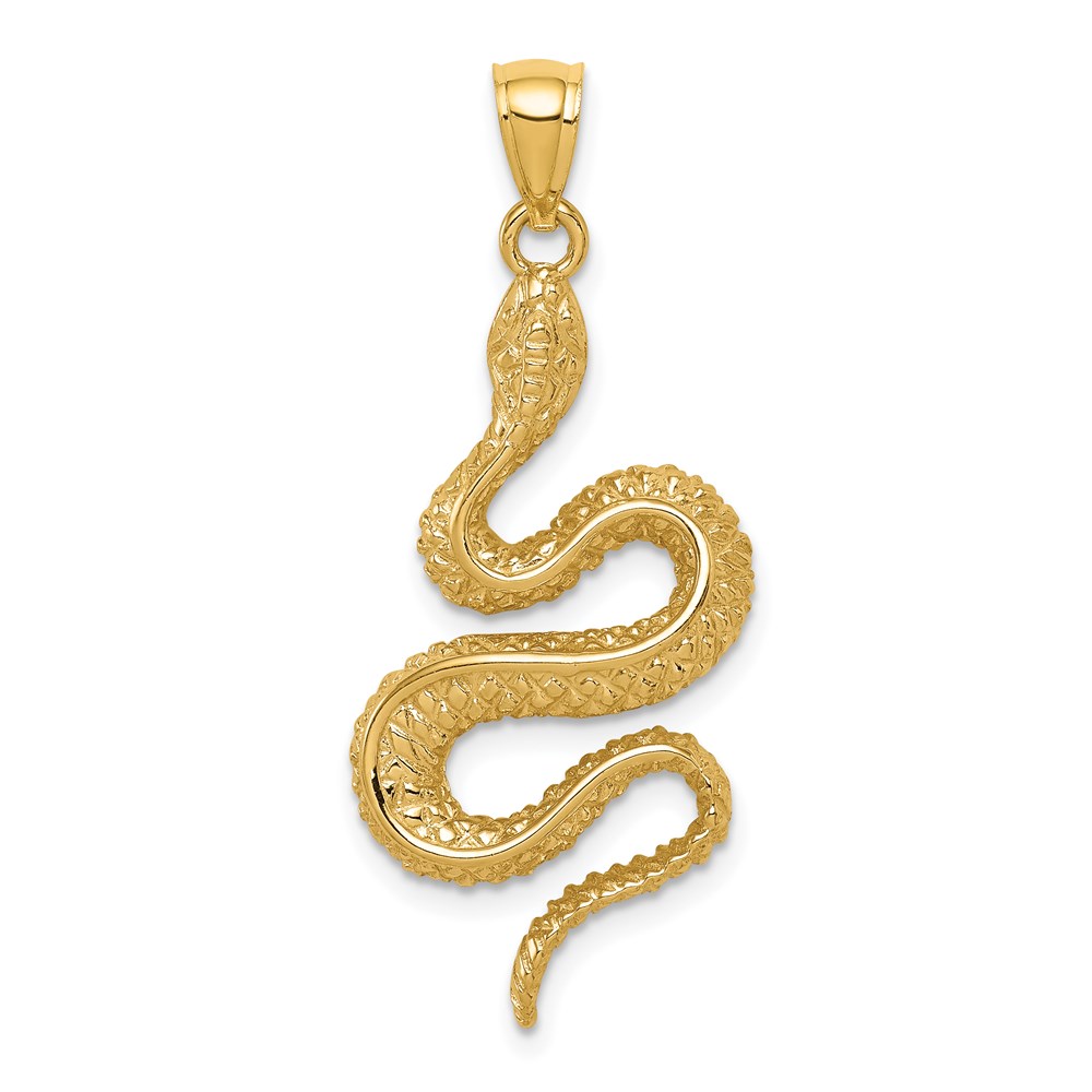 D4485.jpg 14K Polished Textured Snake Pendant - Image 1