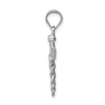 14K White Polished 3-D Caduceus Medical Pendant - Image 2