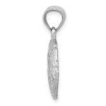 14k White Gold Brushed Diamond-cut Sand Dollar Pendant - Image 2