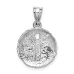 14k White Gold Brushed Diamond-cut Sand Dollar Pendant - Image 3