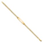 14k Polished Semi-Solid Chain/Solid Plate Cuban Link Soft Diamond Shape 25.5x7.5mm Plate 8 inch ID Bracelet - Image 2
