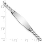 14k White Gold Polished Semi-Solid Chain/Solid Plate Cuban Link Soft Diamond Shape 25.5x7.5mm Plate 8 inch ID Bracelet - Image 3