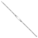 14k White Gold Polished Semi-Solid Chain/Solid Plate Figaro Link Soft Diamond Shape 25.5x7.8mm Plate 7 inch ID Bracelet - Image 2