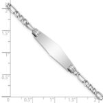 14k White Gold Polished Semi-Solid Chain/Solid Plate Figaro Link Soft Diamond Shape 25.5x7.8mm Plate 7 inch ID Bracelet - Image 3