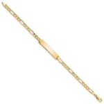 14k Polished Semi-Solid Chain/Solid Plate Figaro Link 33.5x6.5mm Plate 7 inch ID Bracelet - Image 2