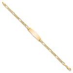 14k Polished Semi-solid Chain/Solid Plate Figaro Link Soft Diamond Shape 28x9.5mm Plate 7 inch ID Bracelet - Image 2
