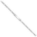 14K White Gold Polished Semi-Solid Chain/Solid Plate Figaro Link 33.5x6.5mm Plate 8 inch ID Bracelet - Image 2