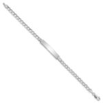 14k White Gold Polished Semi-Solid Chain/Solid Plate Curb Link 33x6.75mm Plate 7 inch ID Bracelet - Image 2
