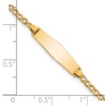 14k Polished Semi-Solid Chain/Solid Plate Cuban Link Soft Diamond Shape 19.5x5.5mm Plate 6 inch Baby/Child ID Bracelet - Image 3