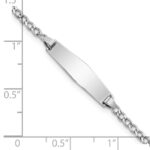 14k White Gold Polished Semi-Solid Chain/Solid Plate Cuban Link Soft Diamond Shape 20x5.5mm Plate 7 inch ID Bracelet - Image 3