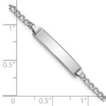 14k White Gold Polished Semi-Solid Chain/Solid Plate Cuban Link 20x4.5mm Plate 6 inch Baby/Child ID Bracelet - Image 3