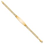 14k Polished Semi-Solid Chain/Solid Plate Cuban Link Soft Diamond Shape 34x10mm Plate 7 inch ID Bracelet - Image 2