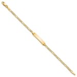 14k Polished Semi-Solid Chain/Solid Plate Figaro Link 23x4.5mm Plate 6 inch Baby/Child ID Bracelet - Image 2