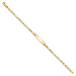 14k Polished Semi-Solid Chain/Solid Plate Figaro Link Soft Diamond Shape 19.5x5.5mm Plate 7 inch ID Bracelet - Image 2