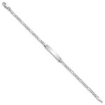 14k White Gold Polished Semi-Solid Chain/Solid Plate Figaro Link 19.5x4.5mm Plate 6 inch Baby/Child ID Bracelet - Image 2