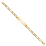 14k Polished Semi-Solid Chain/Solid Plate Figaro Link 34.5x7mm Plate 7 inch ID Bracelet - Image 2