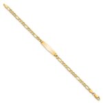14k Polished Semi-Solid Chain/Solid Plate Figaro Link Soft Diamond Shape 19.5x5.5mm Plate 6 inch Baby/Child ID Bracelet - Image 2