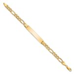 14k Polished Semi-Solid Chain/Solid Plate Figaro Link 39x8mm Plate 7 inch ID Bracelet - Image 2