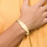 14k Polished Semi-Solid Chain/Solid Plate Curb Link Soft Diamond Shape 39x14mm Plate 8 inch ID Bracelet - Image 5