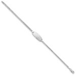 14k White Gold Polished Semi-Solid Chain/Solid Plate Curb Link Oval 18.5x8.5mm Plate 6 inch Baby/Child ID Bracelet - Image 2