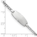 14k White Gold Polished Semi-Solid Chain/Solid Plate Curb Link Oval 18.5x8.5mm Plate 7 inch ID Bracelet - Image 3
