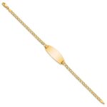 14k Polished Semi-Solid Chain/Solid Plate Curb Link Oval 25x11.5mm Plate 7 inch ID Bracelet - Image 2