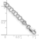 14k White Gold 4mm Hollow Double Link Charm Bracelet - Image 3