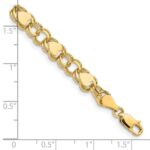14k 7mm Solid Double Link with Hearts Charm Bracelet - Image 3