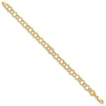 14k 6mm Solid Textured Triple Link Charm Bracelet - Image 2