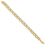 14k 7mm Solid Textured Triple Link Charm Bracelet - Image 2