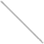 14k White Gold 3.75mm Diamond-cut Solid Heavy Double Link Charm Bracelet - Image 2