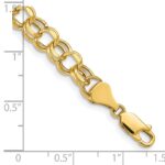 14k 7mm Hollow Diamond-cut Double Link Charm Bracelet - Image 3
