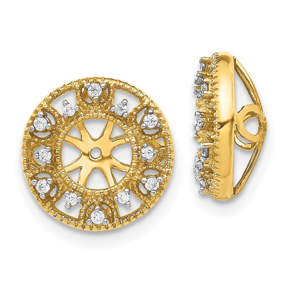 EJM5301-010-YA.jpg 14k 1/10 carat Diamond Fancy Circle Earring Jackets - Image 1