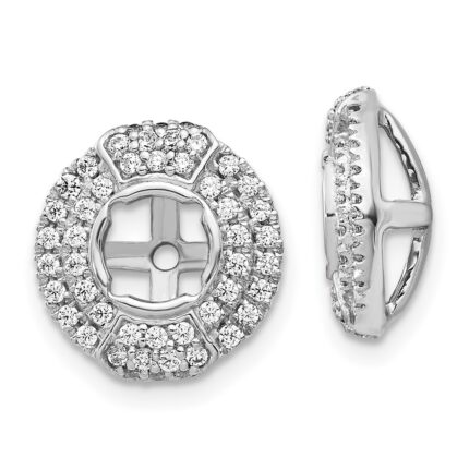14k White Gold 1/2 carat Lab Grown Diamond VS/SI+ G+ with 4.5 mm Round Earring Jacket