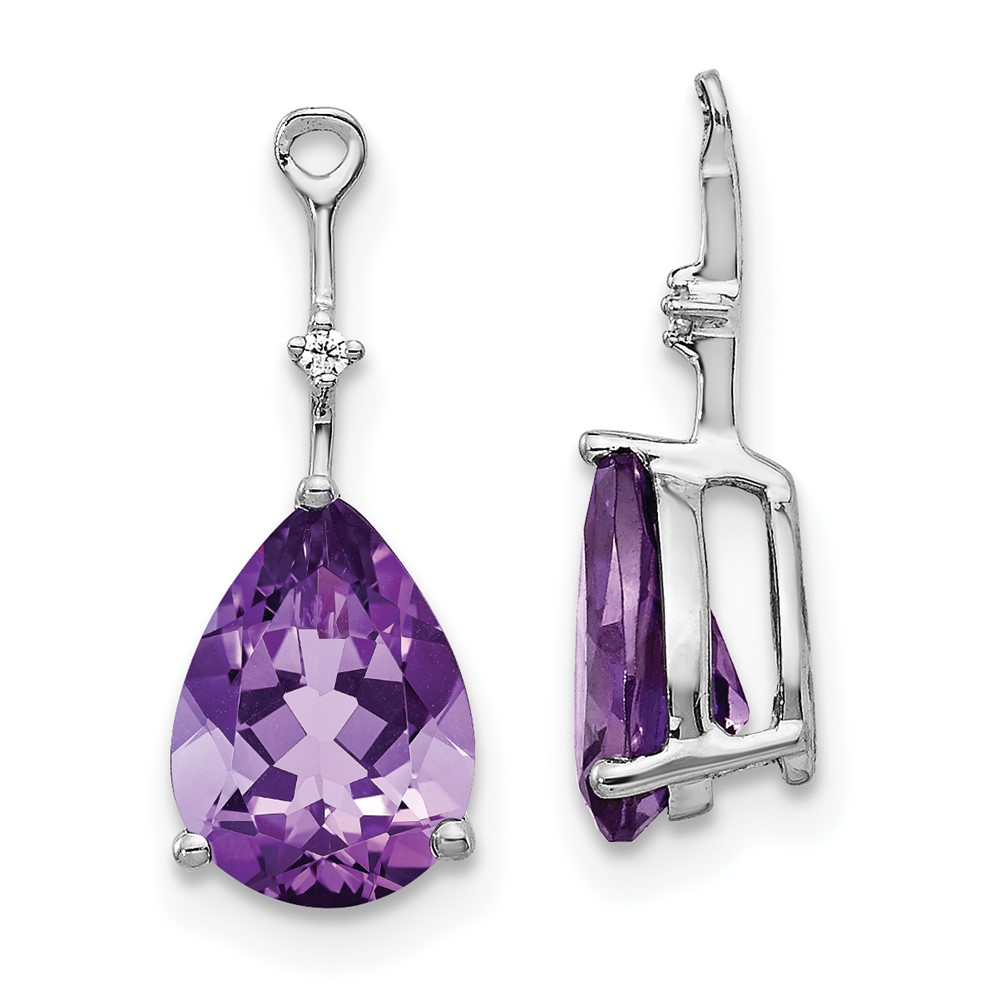 EJM5340-AM-001-WA.jpg 14k White Gold Diamond and 8x6 Pear Amethyst Earring Jackets - Image 1