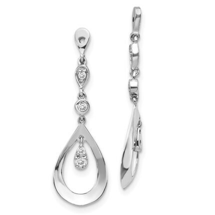 14k White Gold 1/8 carat Diamond Teardrop Dangle Earring Jackets