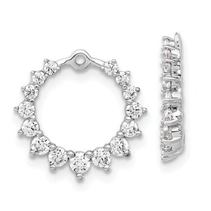 14k White Gold 1 1/2 carat Lab Grown Diamond VS/SI+ G+ Circle Earring Jackets