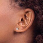 14k White Gold 1/4 carat Certified Lab Grown Diamond VS/SI+ G+ Round Complete Four Prong Heavyweight Stud Earrings - Image 3